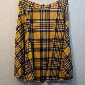 Yellow plaid Aline midi swing skirt